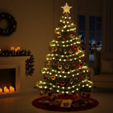 Guirlanda de Natal pré-iluminada de 3 metros com 30 luzes brancas, decoração de pinheiro para interiores e exteriores.