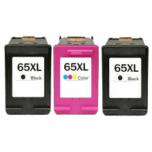 Lot de 3 cartouches d'encre noire tricolore haute capacité pour imprimante 65XL65 - Compatible avec les modèles 2620, 2621, 2622, 2624, 2630, 2632