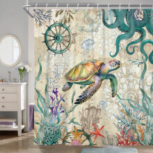 Dusjforheng med havskilpadde 180 x 180 cm i polyester