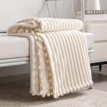Fleece Blanket Throw 51x63", Yellow Wide Stripe – Soft, Plush, Warm & Cozy – Perfect for Couch, Bed or Sofa – Compatible with Flannel
