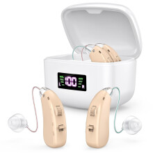 Rechargeable Hearing Aids for Seniors, Noise-Canceling Digital Hearing Amplifier with Charging Case, Compatible with Adults with Hearing Loss