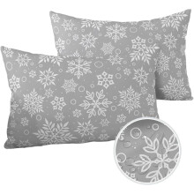 Housses de coussins d'extérieur imperméables, motif flocons de neige gris