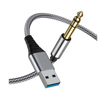 Kabel audio stereo USB-TRS 1/4" (6,6 stopy), kompatybilny z laptopem, systemem Windows/PC, wzmacniaczem, głośnikiem i słuchawkami