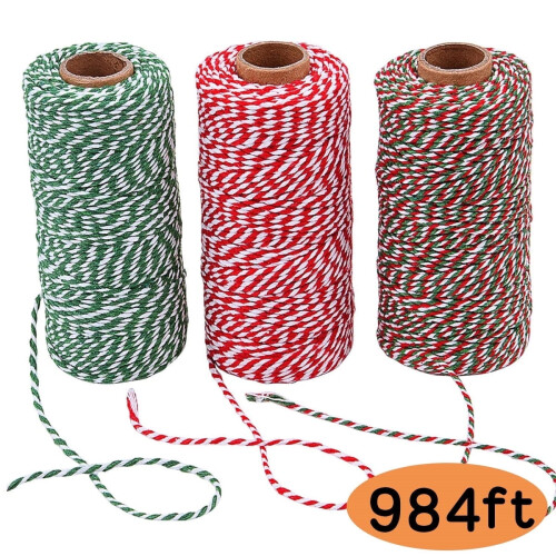 Weihnachts-Baumwollgarn, 3 Rollen à 100 m