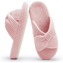 Hjemmesko til kvinder med memory foam, hjemmesko, soveværelse, fløjlsbukser, sløjfe, krydsbånd, glidesko, behagelige, trendy, gaveidésko