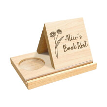 Personalized Solid Oak Triangle Bookshelf & Coffee Holder – Compatible with Books, Valentine's Gift for Women
