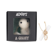 Adoptujte ducha, mini plyšová panenka ducha, roztomilý malý kapesní duch s malým svitkem, bílé vlněné plsti, ozdoby duchů, kreativní pro