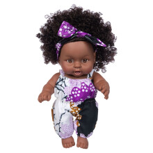 8" Realistic baby Girl Doll Toy African-american Silicone Baby Doll for Toddlers 1-3!