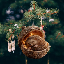 Enfeites de Natal em miniatura de animais da floresta, 10 cm