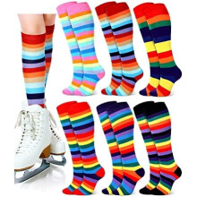 Rainbow Knee High Socks Women Striped 6 Pair