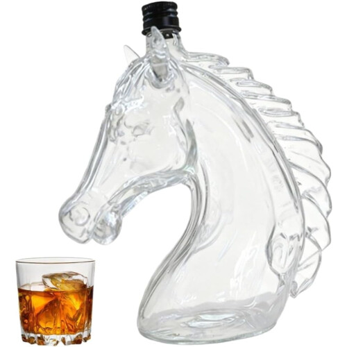 Καράφα ουίσκι Horse Head με πώμα – Διαφανής γυάλινη θήκη ποτών για μπαρ στο σπίτι,