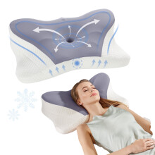 Oreiller cervical EDX Queen Size en mousse à mémoire de forme, soutien profilé pour les personnes dormant sur le côté, sur le dos ou sur le
