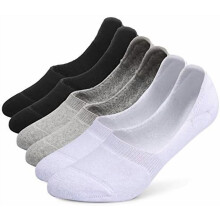 6 paar unisex dikke, gevoerde, sportieve katoenen antislip lage sokken met platte voering, onzichtbaar voor de ogen.