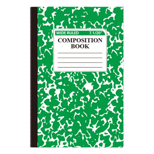 Wide Ruled Marble Composition Book 60 Pages Green