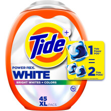 Power PODS White Laundry Detergent Pacs, 45 Count, Brilliant Whitening + Color Protect