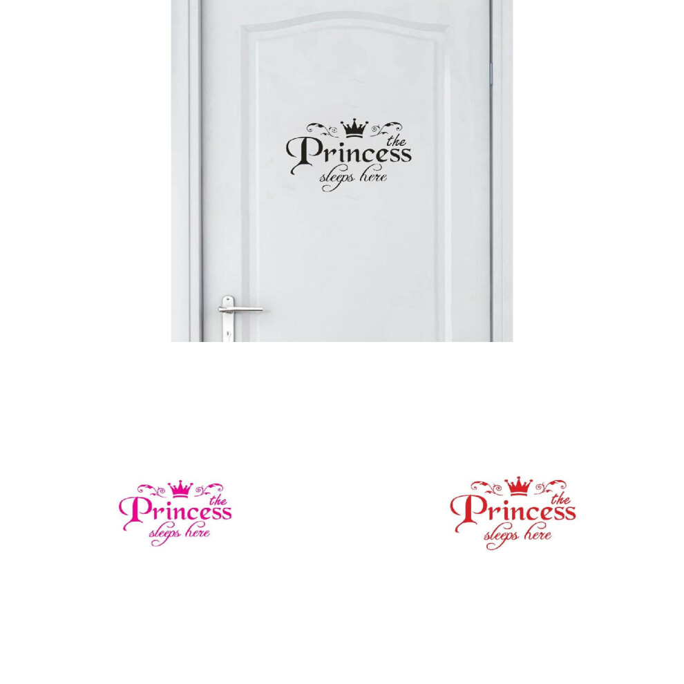 Princess Sleep Here Wall Decals (2/3/4PCS), Removable Flower Quote Stickers for Kids' Bedroom, Nursery & Living Room – Compatible with Smooth