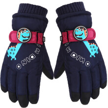 2026 New Children's Winter Skiing Five Finger Gloves Dinosaur Print Warm Cold Cotton Gloves