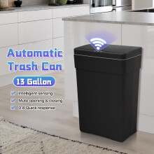 Automatický kuchynský odpadkový kôš s objemom 13 g/50 l, senzor s ochranou proti odtlačkom prstov a vekom – čierny, kompatibilný s