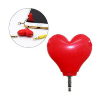 Audio Splitter Adapter 1Pack Heart Shape for 3.5mm Stereo Headset Black Plastic