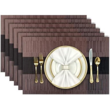 Heat Resistant Washable PVC Placemats Set of 6, Non-Slip & Stain Resistant for Indoor/Outdoor Use