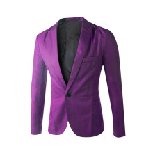Blazer for Men Single Button Solid Color Casual Business Suit Fashion Work Office Blazer Top Jacket Purple XL