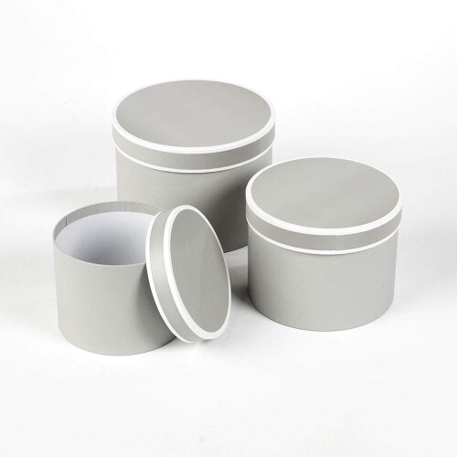 Oasis Round Couture Range Lined Flower Hat Boxes Set of 3 (Grey)