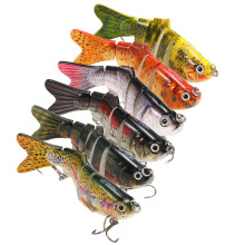 6-Jointed Hard Crankbait Swimbait Lure Set (5pcs), Sunfish & Vibe Style, Jinmie Eyes, Compatible with Hxber