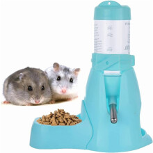 1pc Hamster Water Bottle with Food Container Base, Hanging Auto Dispenser for Small Animals, Compatible with Standard Cages