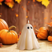 Candele decorative bianche per Halloween - Candele dalla forma graziosa per feste, decorazioni per la casa e la tavola, decorazioni festive di