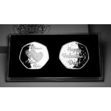 The Commemorative Coin Company Pair of Silver Valentine's Day 'I Love You' Commemoratives & Hard Gift Case