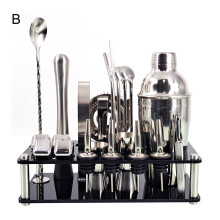 HomeLife 23Pcs/Set Bartender Kit Professional Versatility Stainless Steel Martini Cocktail Shaker with Stand Bar Accessories