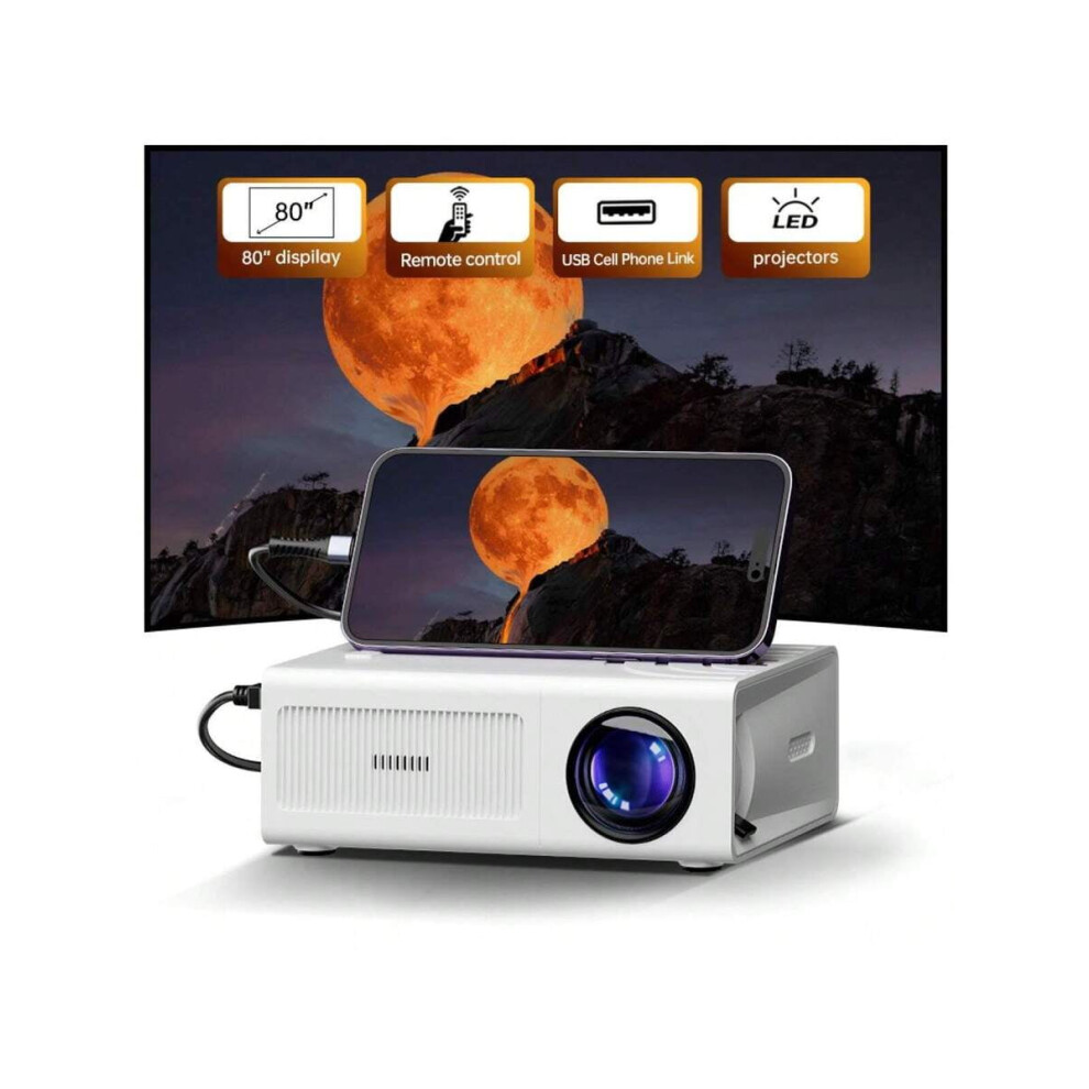Mini Projector With Usb/Sd/Hdtv, Built-In Speaker, Portable Home Outdoor Cinema For Dorm, Party, Halloween Gift 9448990384440