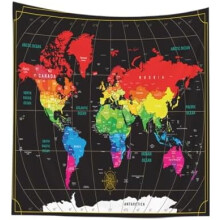 Map Tapestry Black Travel Old Map Tapestry Tapestries Wall Art Hanging for Halloween College Decor 50X60 Inches,Black Red