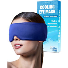 Adults Ice Silk Soft Cooling Weighted Comfort Sleep Eye Mask for Sleep Support with Storage Bag, Blue