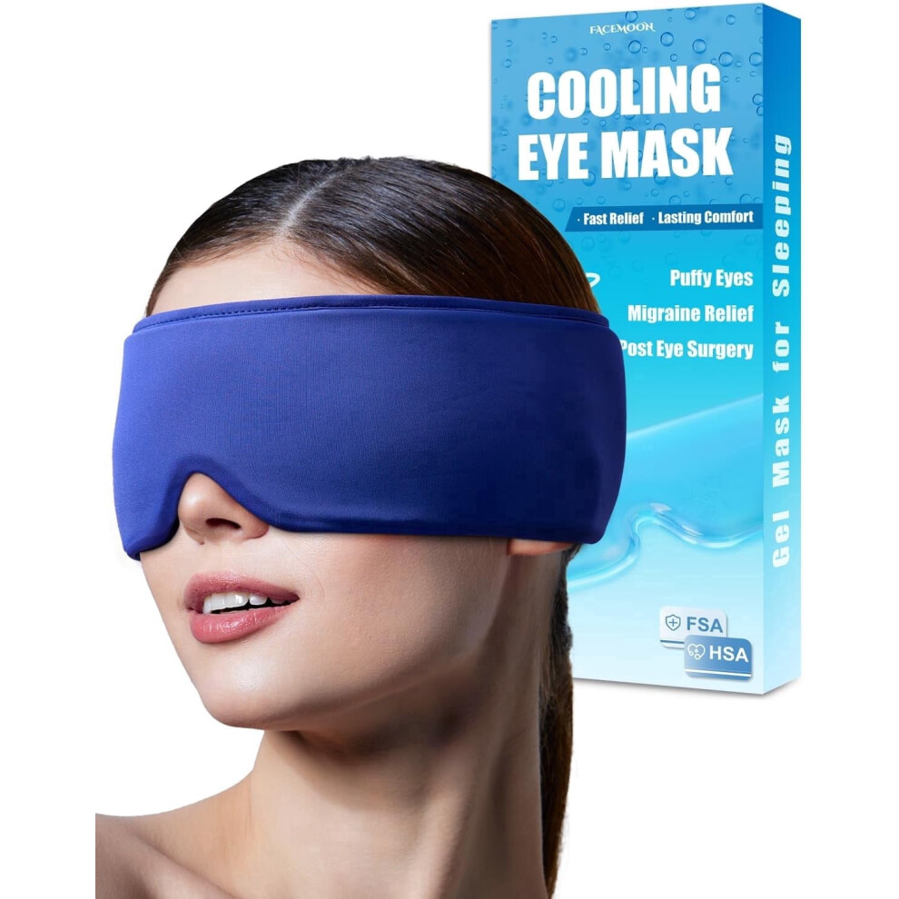 Adults Ice Silk Soft Cooling Weighted Sleep Eye Mask for Sleep Support, Dark Circles, Puffy Eyes with Storage Bag, Blue