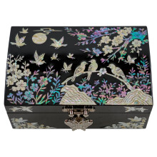 February Mountain Mother of Pearl Small Jewelry Box with mirror lid, Jewelry Storage Organizer for Earring, Necklace, Rings, Bracelet & Accessories,