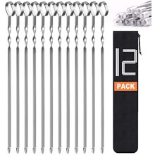 Płaskie szaszłyki ze stali nierdzewnej do szaszłyków, 17" (12 szt.)