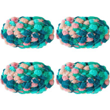 4 Rolls 600g Pomp-A-Doodle Yarn,100% Polyester Jelly Bean POM-POM Ball Yarn for Crochet Knitting Blanket Mat Pet Nest