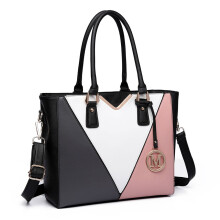 Miss Lulu Ladies Chic Top-Handle Bag - Luxury Tote Minimalist Design - Fashion Crossbody Bag with Colour Blocking - Versatile for Business and Casual