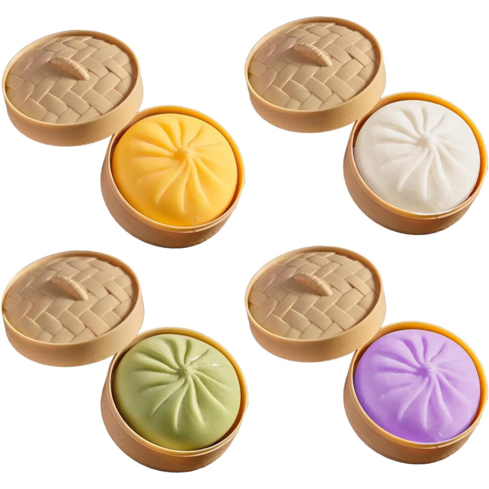 Giant Dumpling Squishy Giant Glitter Dumpling Realistic Steamer Toy Cute Anxiety Relief Fidget Soft Squeeze Decompression Dough for Adults (4PC)