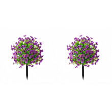 Artificial Violet Ball Topiary Tree 23.62", UV & Fade Resistant, for Indoor/Outdoor, Porch/Patio/Garden, Fall Decor, Purple, 1 Piece