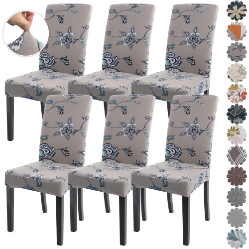 Capas de cadeira de jantar elásticas estampadas (pacote com 6)
