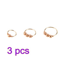 3 Goldene Nasenpiercings Mit Glatter Oberfläche, Elegant