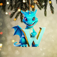 26-Letter Christmas Tree Ornaments – Dragon Shape, Lightweight & Sturdy, DIY Hanging Decor, Blue, Compatible with Xmas Trees