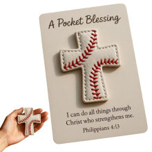Pocket Blessing Baseball Crosses Edition – Synthetic Leather, Inspirational Gift for Athletes, Portable Encouragement, Handcrafted