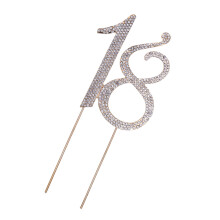 Golden Rhinestone Cake Topper for Birthday and Anniversary Celebrations Alloy Material 18 Size