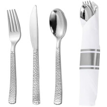 50-delars engångsbestickset i silverfärgad hammardesign