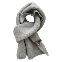 Winter Scarf Windproof Solid Color Soft Thick Knitting Keep Warm Cozy Unisex Korean Style Men Scarf for Outdoor,Grey