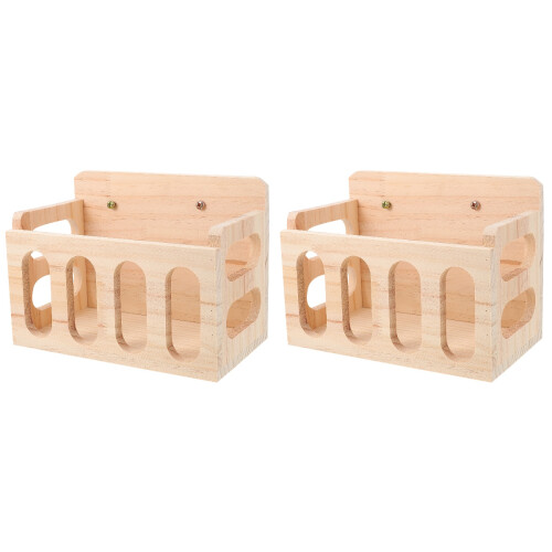 2Pièces Petit Animal En Bois Pour Cage, Beige Clair 2