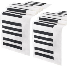 2-delige tafelloper met pianoklaviermotief, polyester